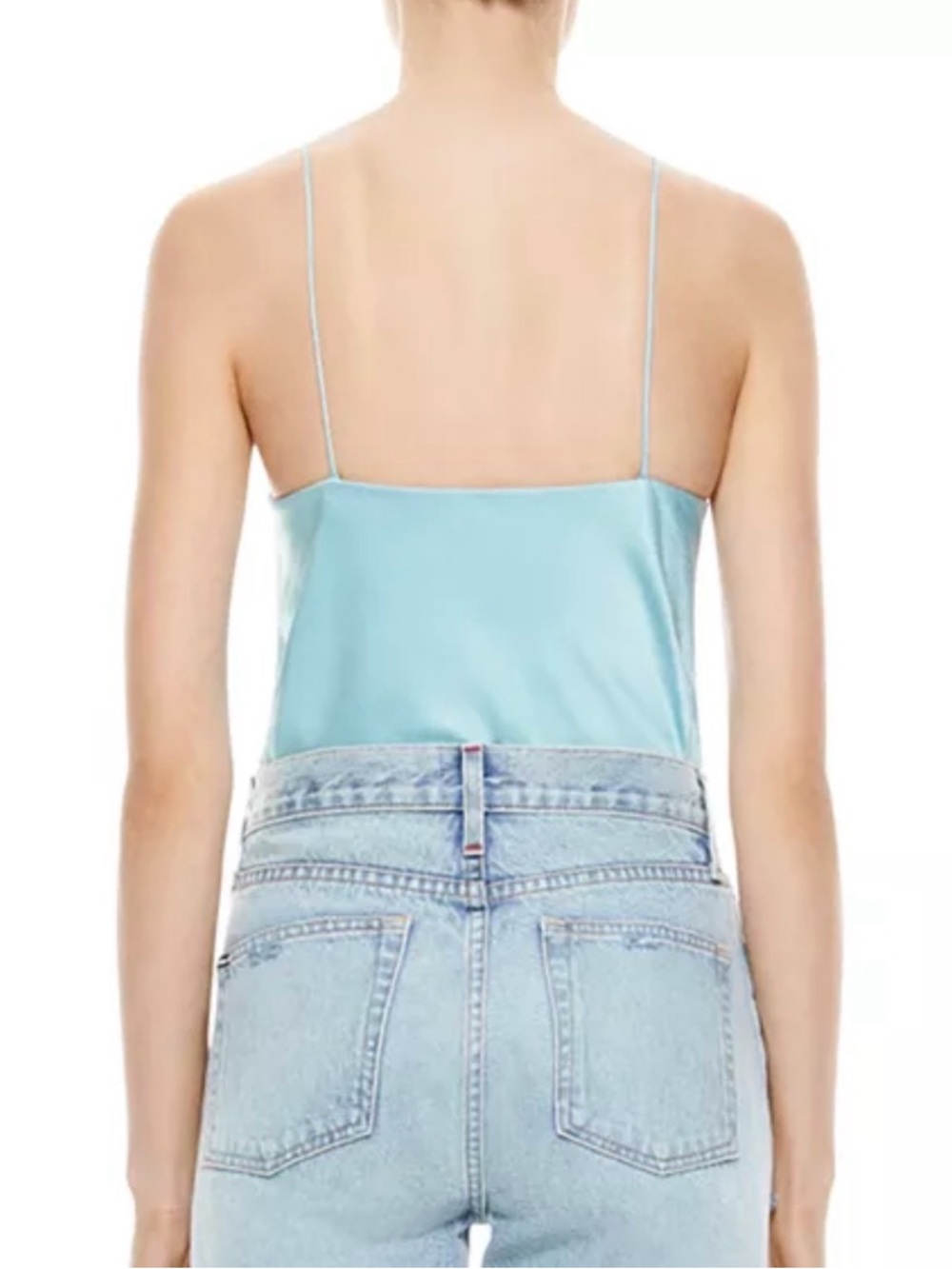 Alice + Olivia Harmon Cowl Neck Light Blue Satin Camisole MEDIUM - Picture 2 of 8